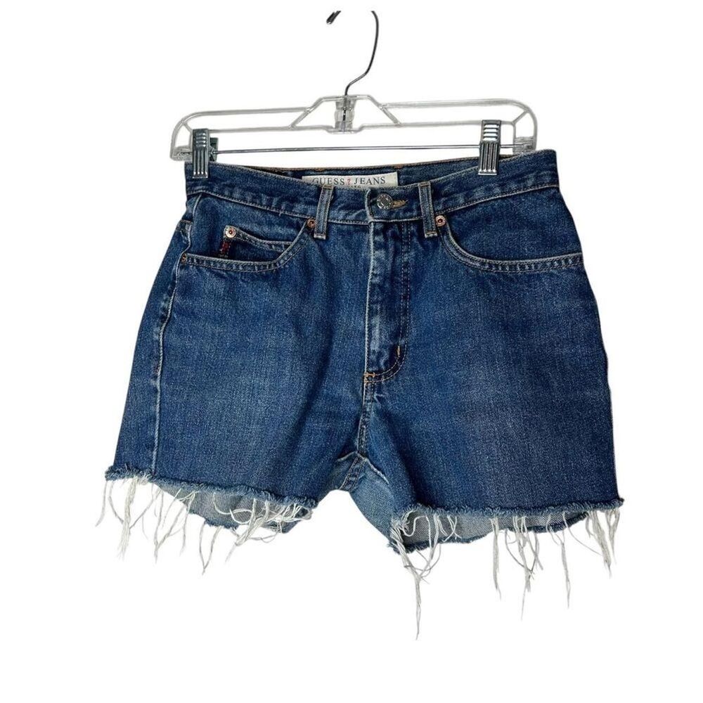 vintage distressed y2k 2000s Guess Women's Blue Shorts - Picture 3 of 8